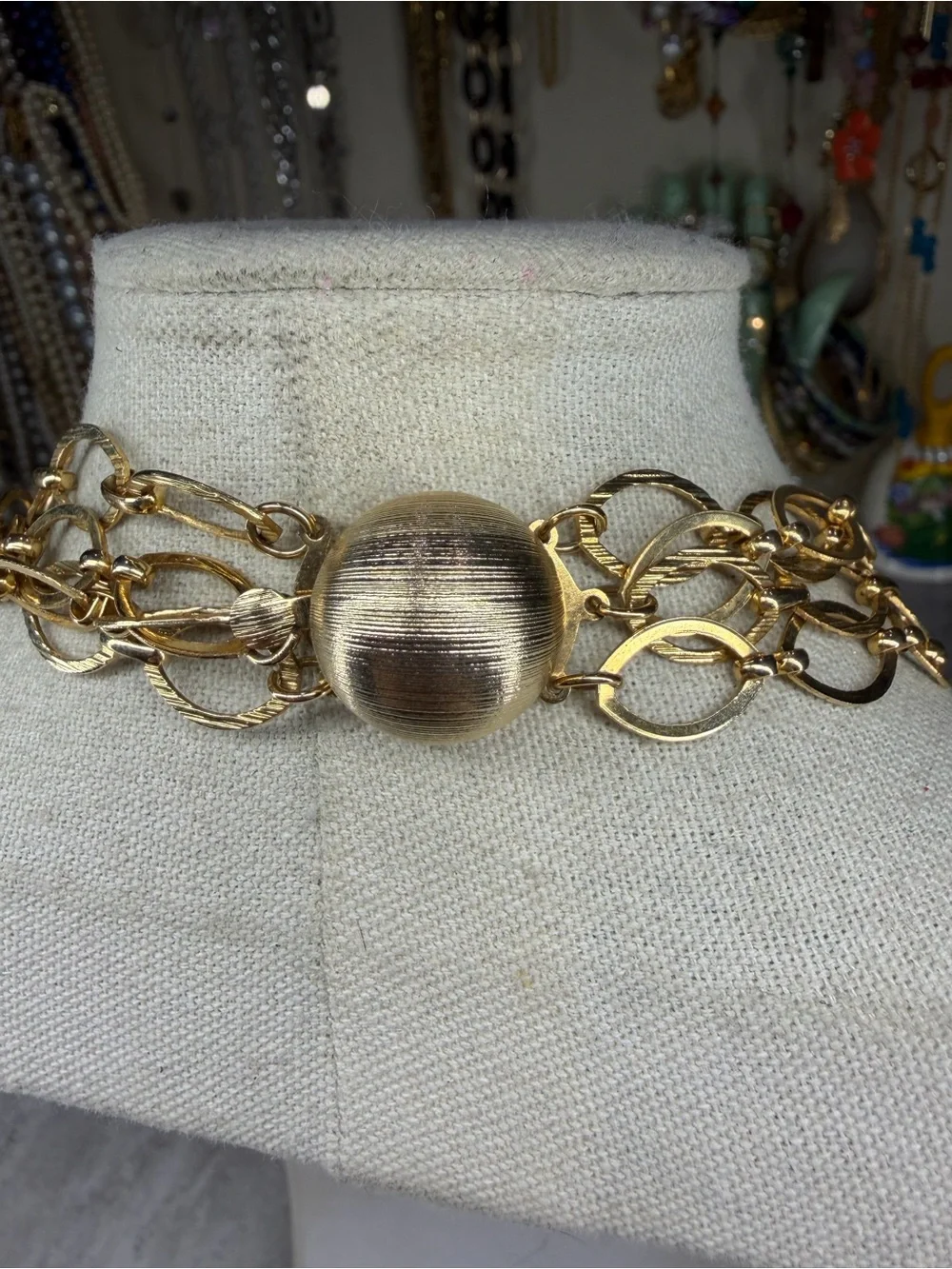 Vintage Chain Necklace Gold Tone Layered Jewelry MCM Mod Century Retro